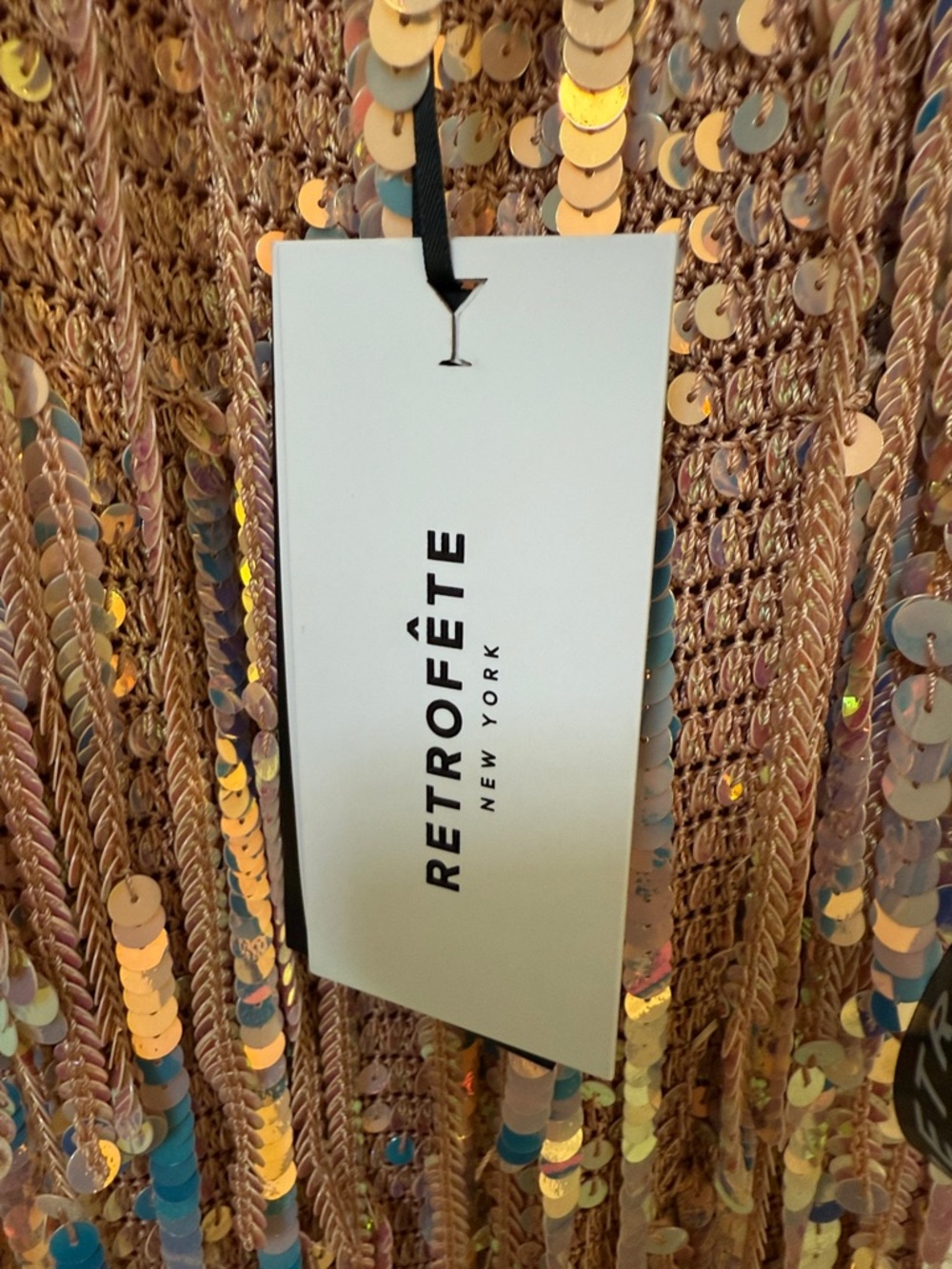 Retrofete Rose Gold Sequin Fringe Maxi Dress - Picture 2 of 15